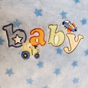 Parents Choice Plush Baby Blanket Lovey Blue‎ Stars Vehicles 30x39
